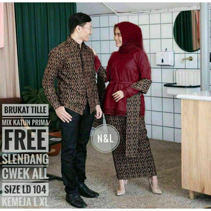 Batik Couple / Batik Brokat / Couple Kebaya Brokat / Couple Brokat / Batik Kombinasi