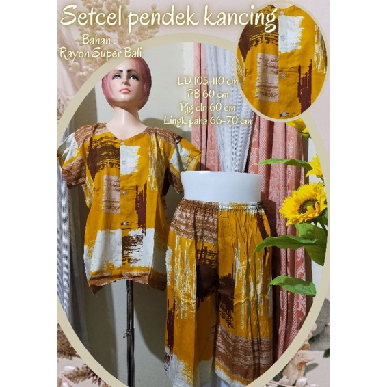 Stelan celana pendek //Setcel Pendek kancing //Babydol Rayon Bali //Babydol kancing //Setcel busui