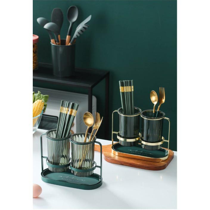 Rak Dapur Tempat Sendok Garpu Kitchen Storage Organizer - KK1687 - Green / Tampat Sendok Mewah