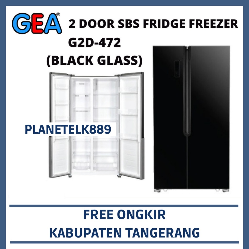 GEA G2D-472 (BLACK GLASS) KULKAS SIDE BY SIDE GEA