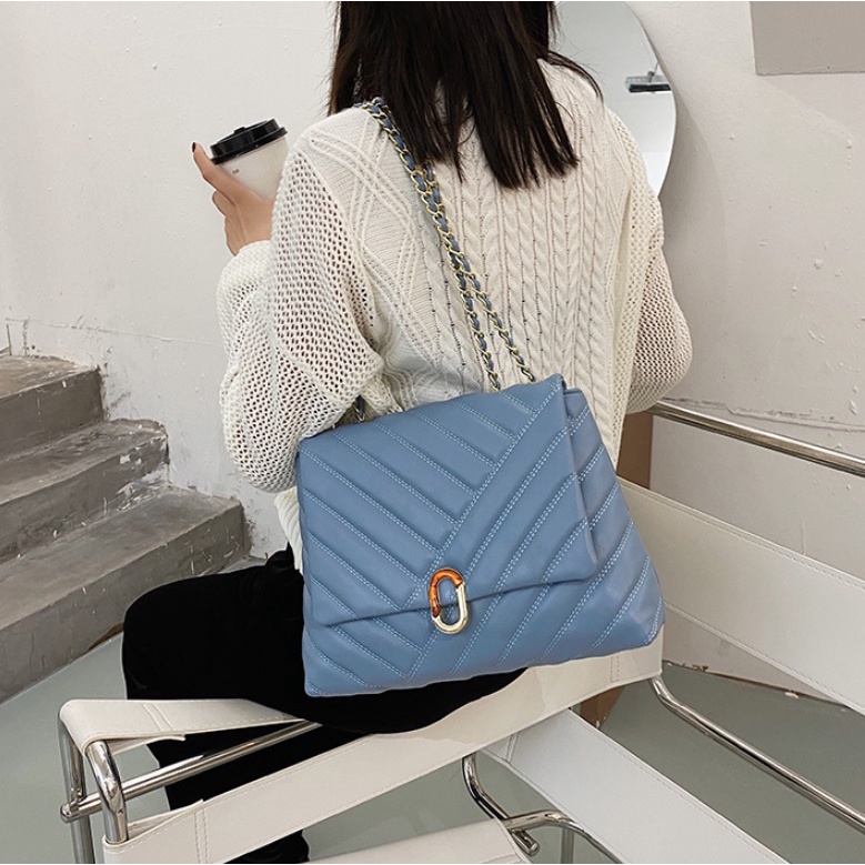 BJ15248 - BEIGE/BLACK/BLUE - TAS BAHU SLEMPANG SHOULDERBAG TALI RANTAI ELEGAN IMPORT TERMURAH JAKARTA ELJ5248 BQ2932 JT6024 LT1961 CR7799 GT1964