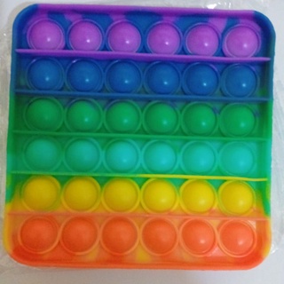 LYSASHOP -  Pop It BESAR AMONG US DINO UNICORN SEGIEMPAT JUMBO RAINBOW PUZZLE MAINAN EDUKASI ANAK-Segi4 Pelangi Tipis