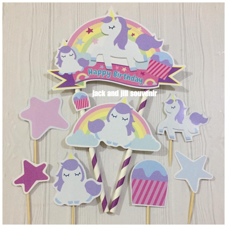 cake topper unicorn - banner topper cake - topper cake - hiasan kue unicorn