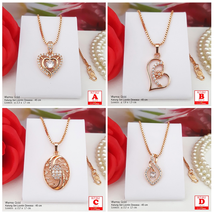 XLT 052 Kalung Set Liontin Mata Zirkon Perhiasan Imitasi Lapis Emas Teddy Bear Kalung Xuping  Bukan Emas Asli Akseosoris Wanita Kpop Luxx Xuping