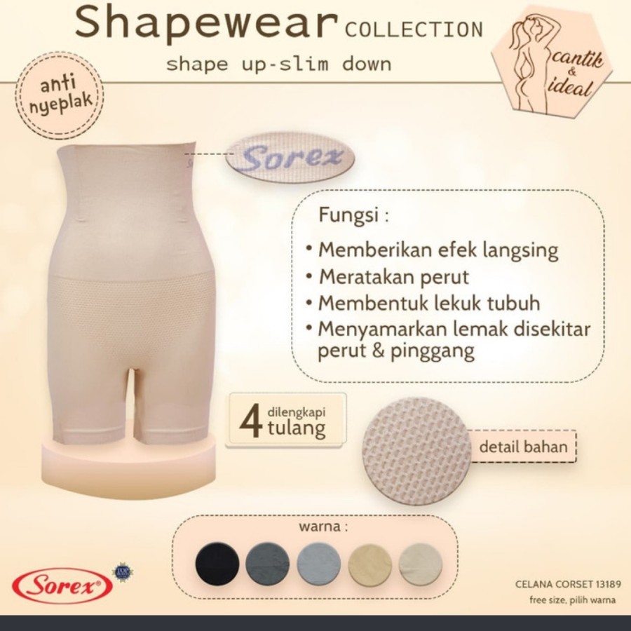 cd celana dalam corset sorex 13187 13188 13189 stagen pelangsing perut slimming corset