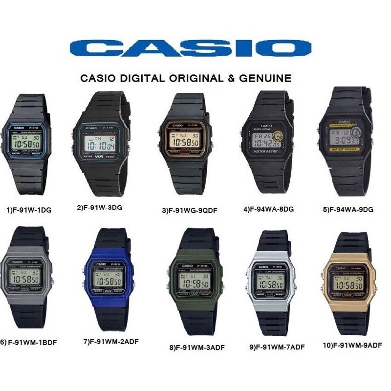 JAM TANGAN CASIO F-91W-3DG F 91W 3D F91W F-94W F-91WM ORIGINAL RESMI