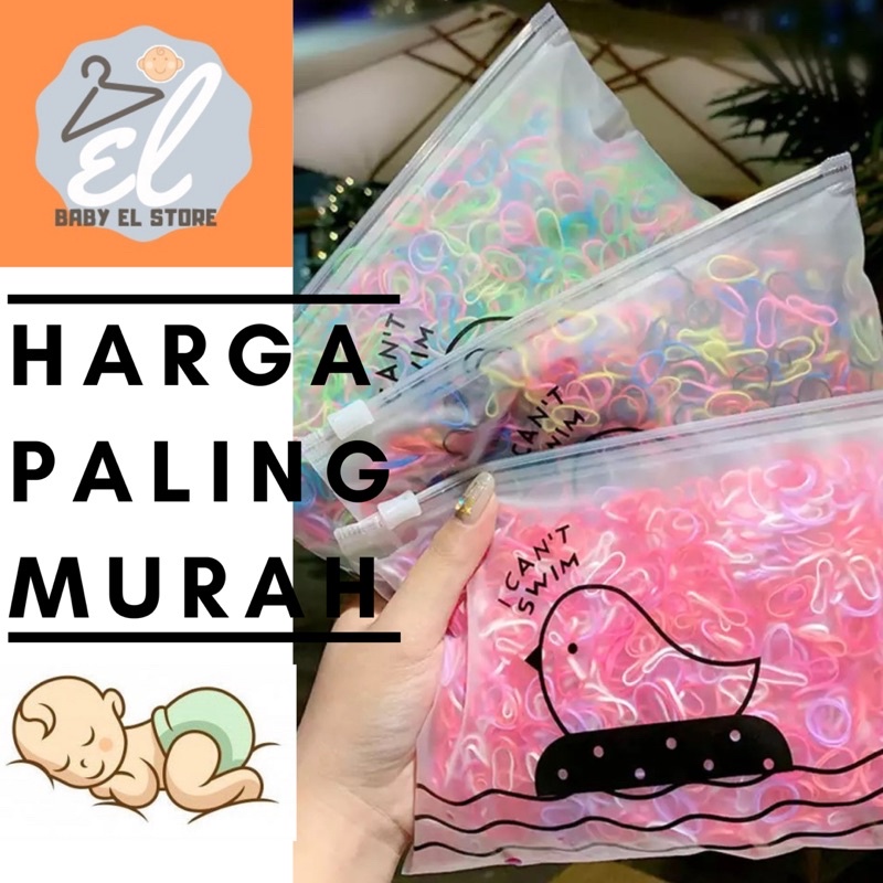 IMPORT Karet Jepang Warna Warni 1000 pcs Ikat Rambut Anak Bayi Dewasa Hair Rope Plastic Elastic Baby Kids