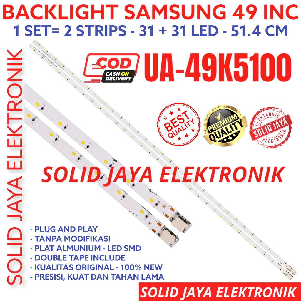 BACKLIGHT TV LED SAMSUNG 49 INC UA 49K5100 UA49K5100 UA-49K5100 49K 5100 LAMPU BL MODEL SMD LIDI STRIP STRIPS 62K 62 LED 62 LED SMD 49INCH 49INC 49IN 49 INCH IN SAMSUNG LED BL