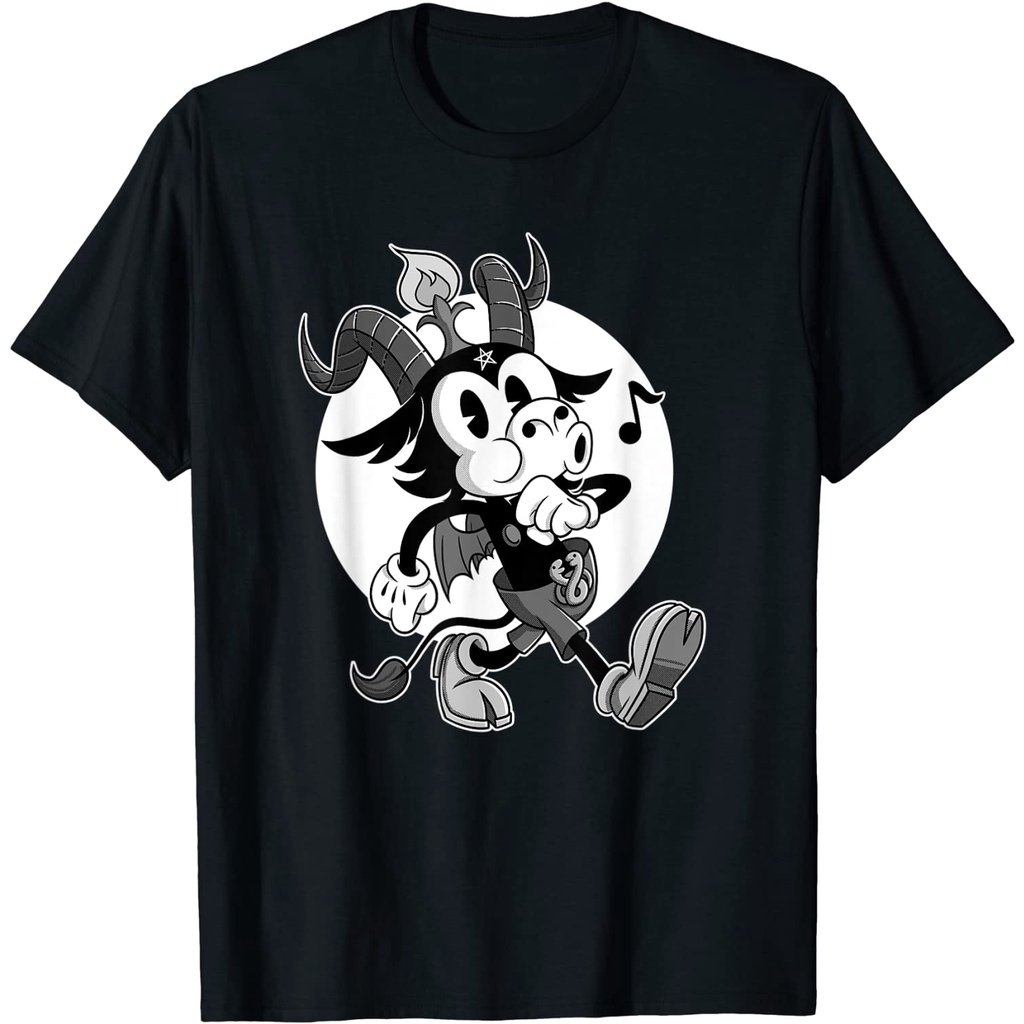 BAJU DEWASA Blackcraft Atheist Satan Baphomet goat Retro Cartoon Lucifer T-Shirt
