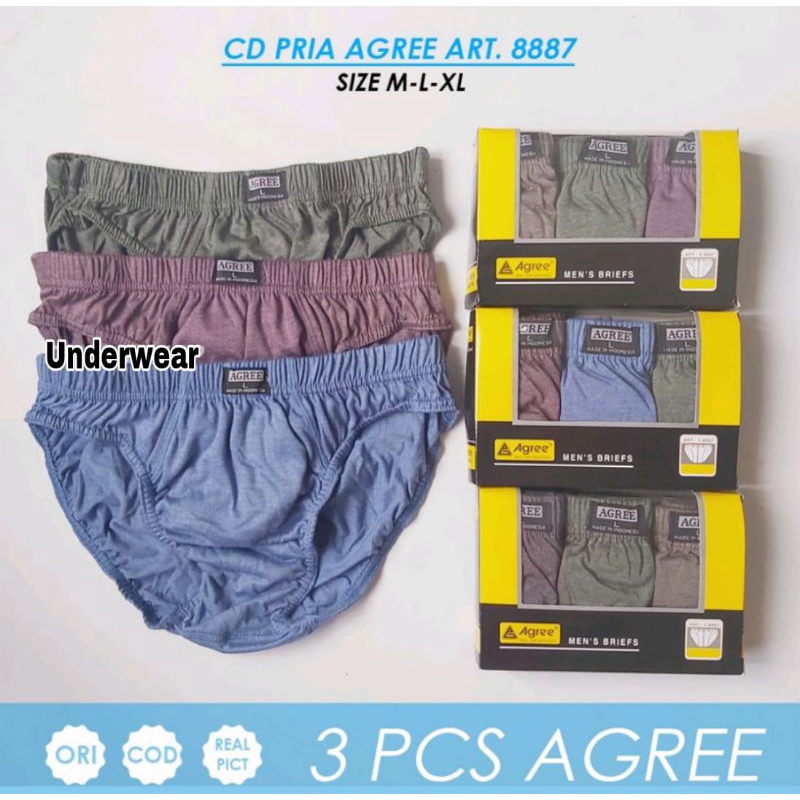 Celana dalam pria agree isi 3pcs satu box celana dalam agree isi 3pcs