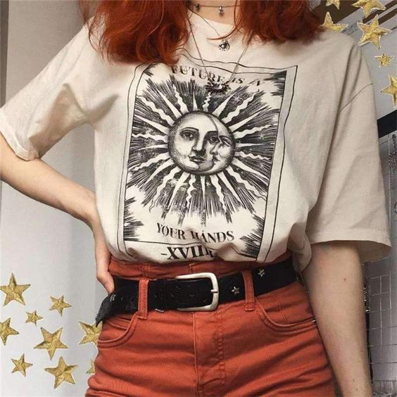 The Sun T-shirt | Sun Printing Kaos Wanita Casual Lengan Pendek Longgar | cirebon cloth