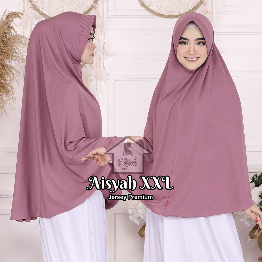 Kerudung Instan Jersey Jumbo Aisyah M,L,XL,XXL Jilbab Jersey Premium Hijab Bergo Polos Rumah Hija'b-4