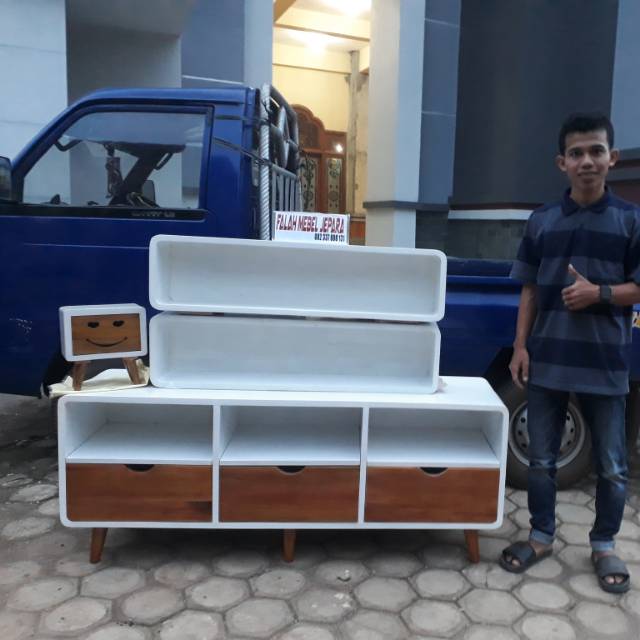 Meja tv set dan rak dinding