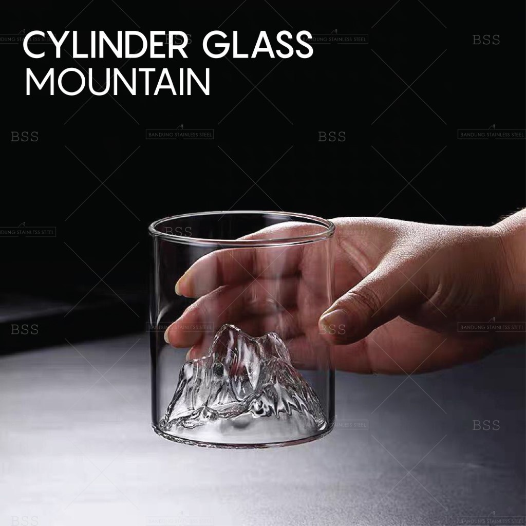 Gelas Kaca Aesthetic Borosilicate 180ml Motif Gunung Mountain Teh Wine Simple Polos Cangkir Glass Cantik Unik Korean Cafe