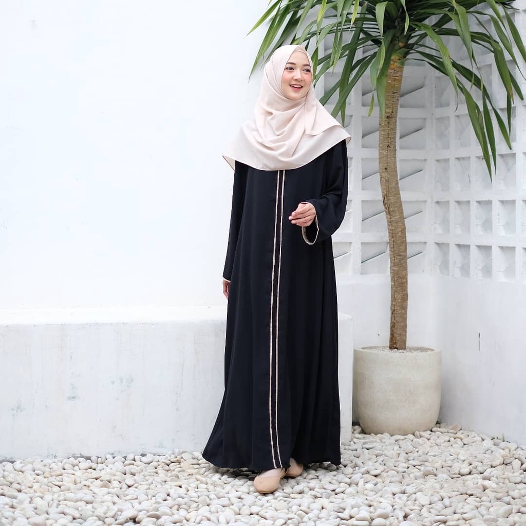 Best seller-dress polos-dress hitam-murah gamis turkey-jubah turkey- busana muslim - abaya remaja terbaru-abaya arab kekinian-abaya turki terbaru-motif  tile dada coksu (AZ52)