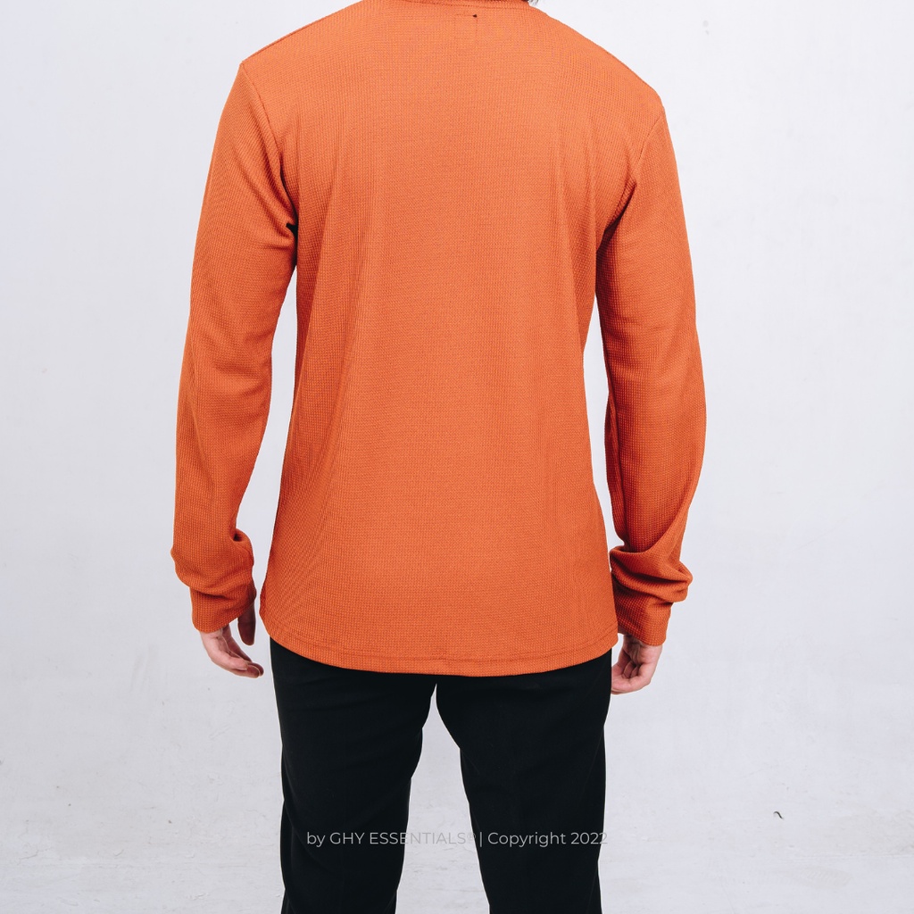 GHY ESSENTIALS Waffle Series - Long Sleeve Shirt (Amber Orange)