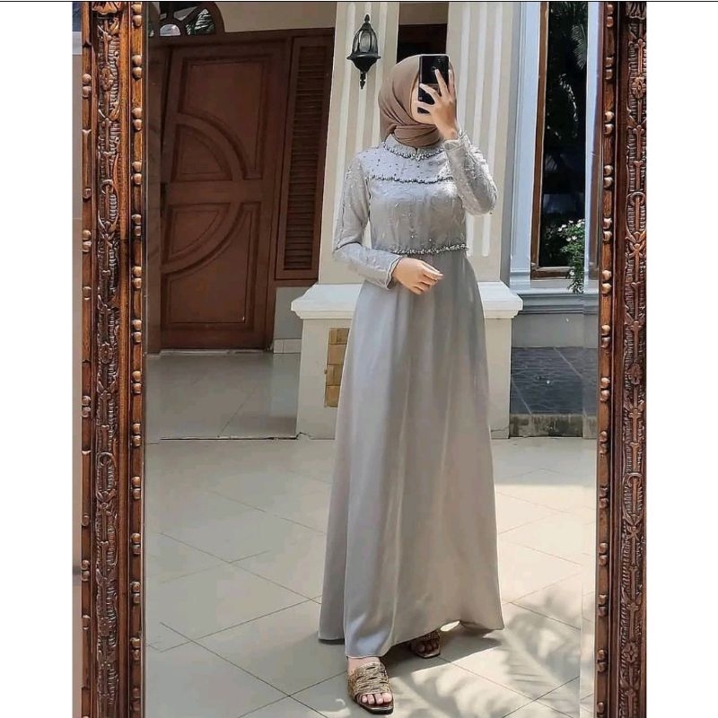 GAMIS TIARA DRESS MAXY VELVET MIX BROKAT TILE MUTIARA FASHION MUSLIM WANITA GAUN PESTA MEWAH KONDANGAN LAMARAN GAMIS COUPLE SYAR'I WANITA MODERN TERMURAH