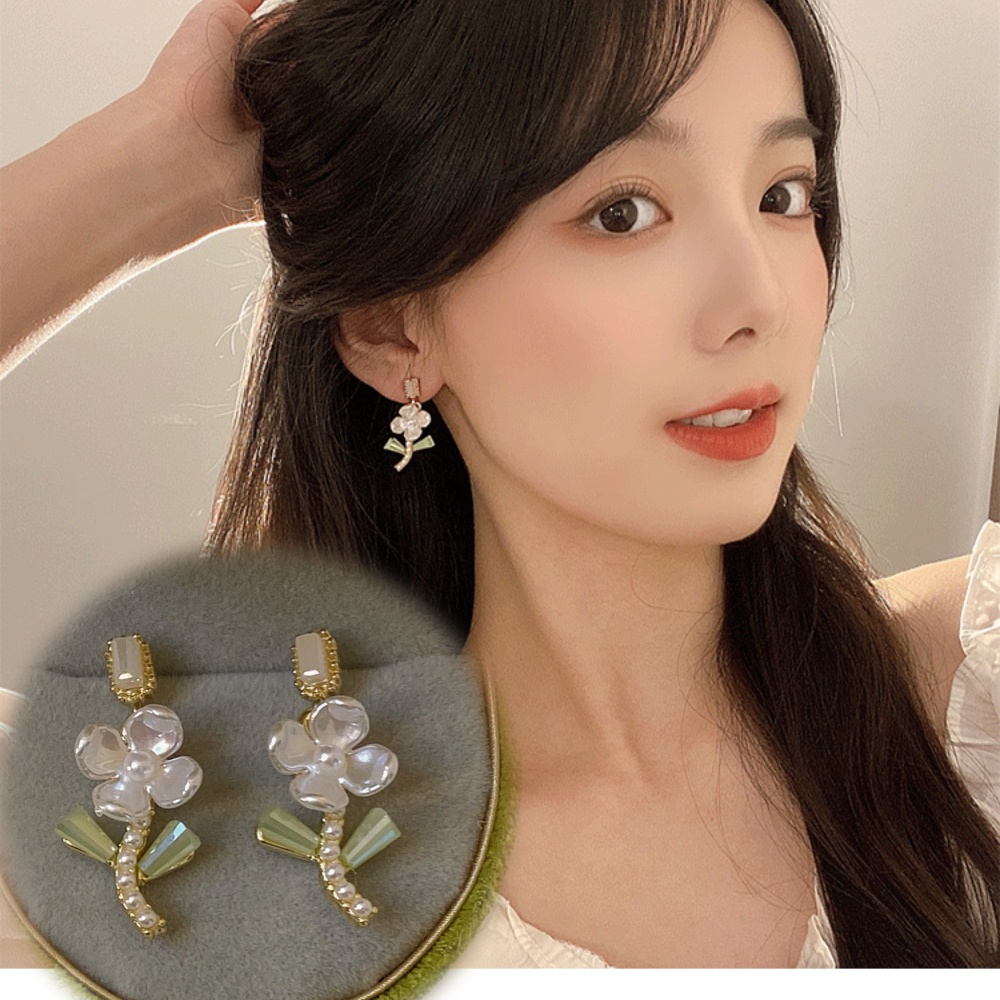 Anting Mutiara Bentuk Bunga Tulip Warna Pink Gaya Retro