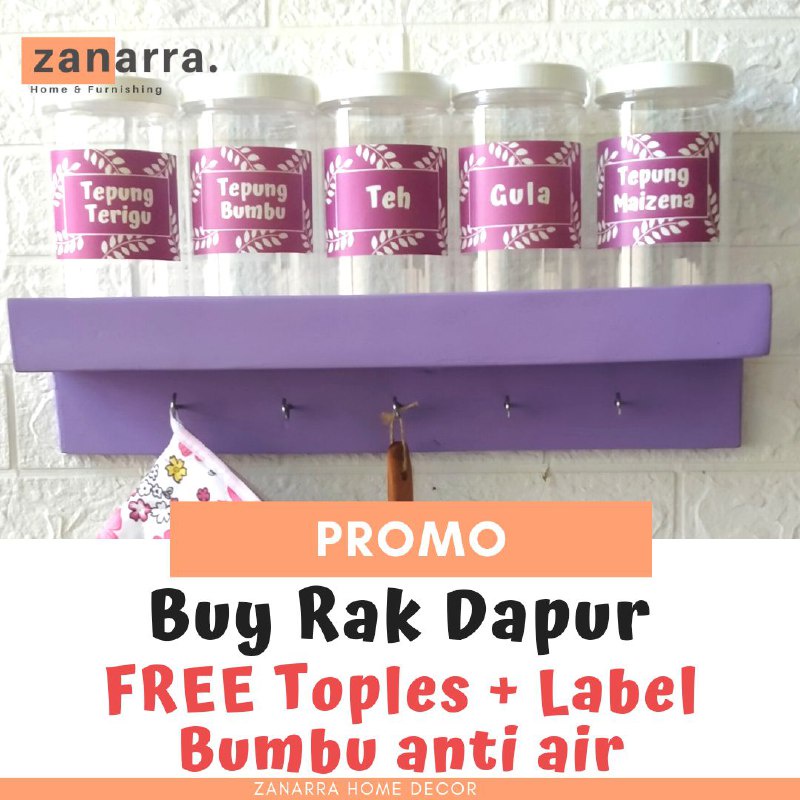 Rak Dapur Gantung Gratis Toples Tepung Warna Ungu Zanarra