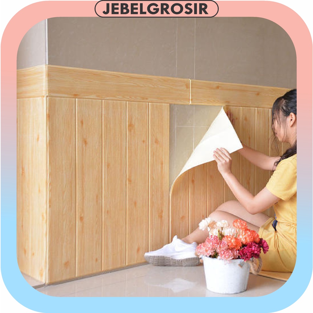 Jebelgrosir 511 COD  Wallpaper Dinding Foam 3D Kecil Motif Kayu / walpaper dinding Foam 50gr