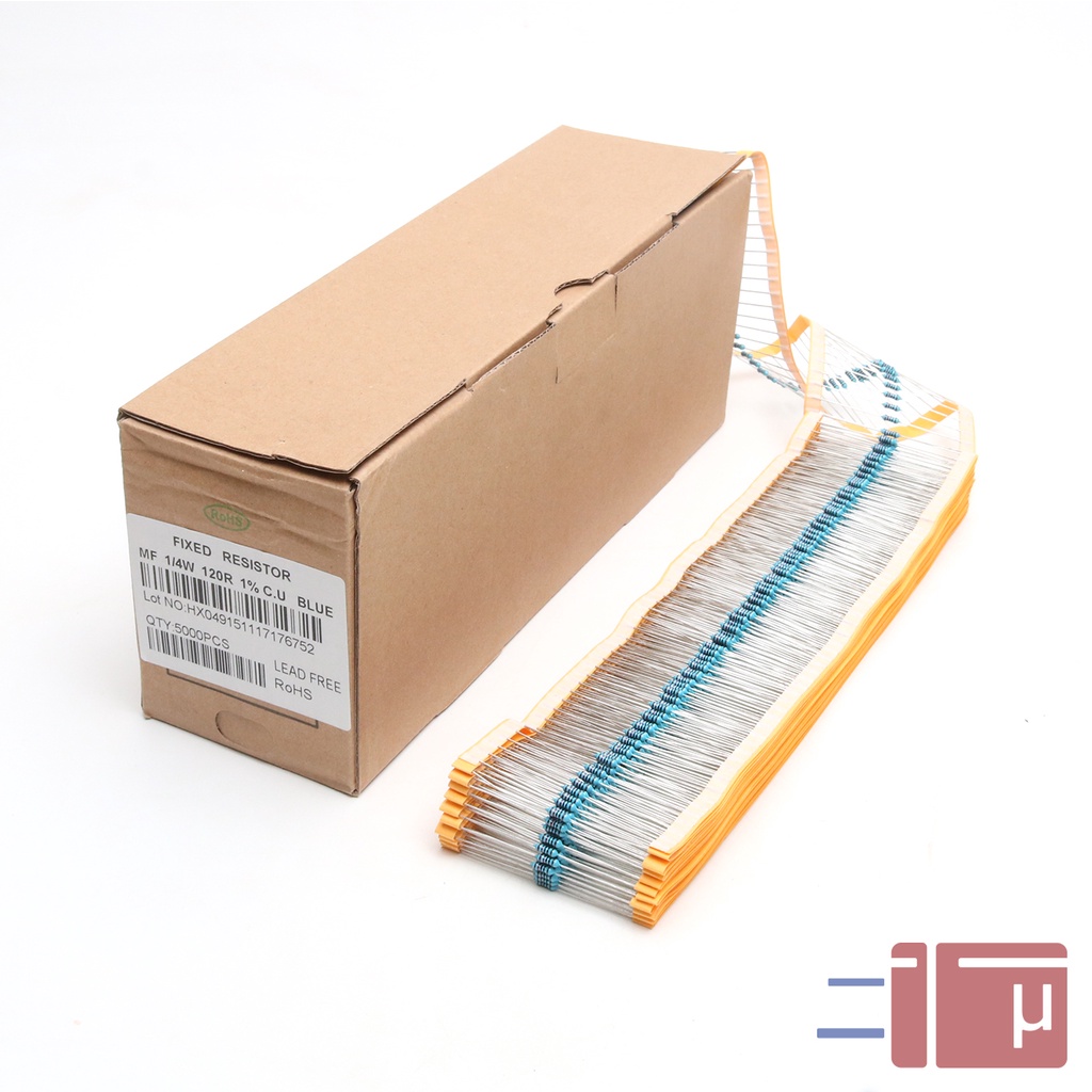 x10 Resistor 120R 120 Ohm 1/4W Metal Film 1% Taiwan Kaki Tembaga