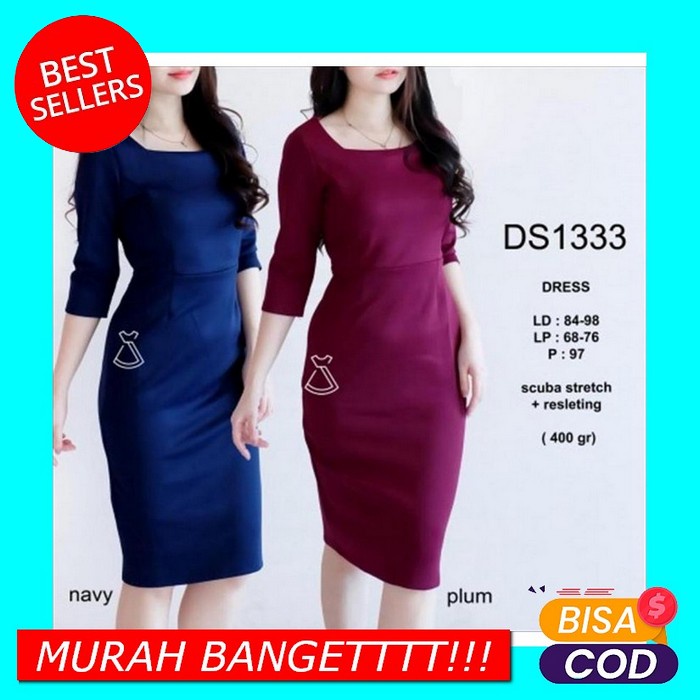 Baju Dress Wanita Trandy Terbaru 2021 Model Kekinian Dress Lengan Pend Ds1333 - Dress Pesta Dress K