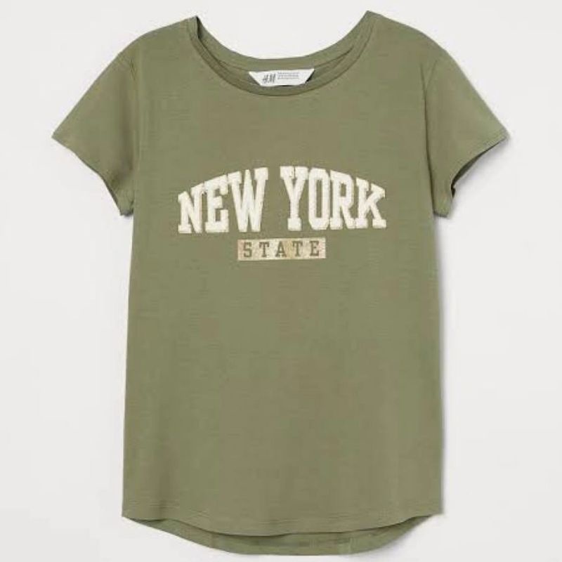 h*m kaos anak perempuan hijau newyork