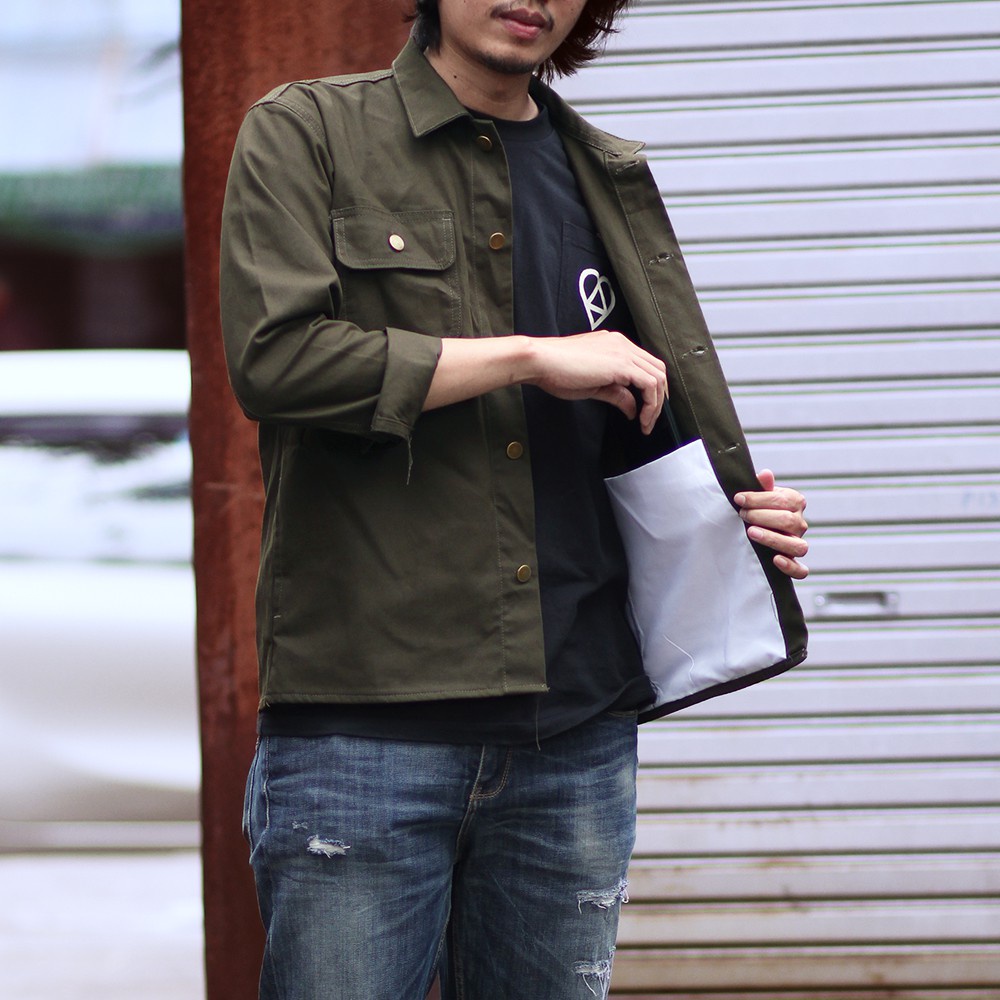 Kemeja Pria Basic polos panjang - Kemeja Oversize Semi Parka Trucker Size M L XL XXL XXXL