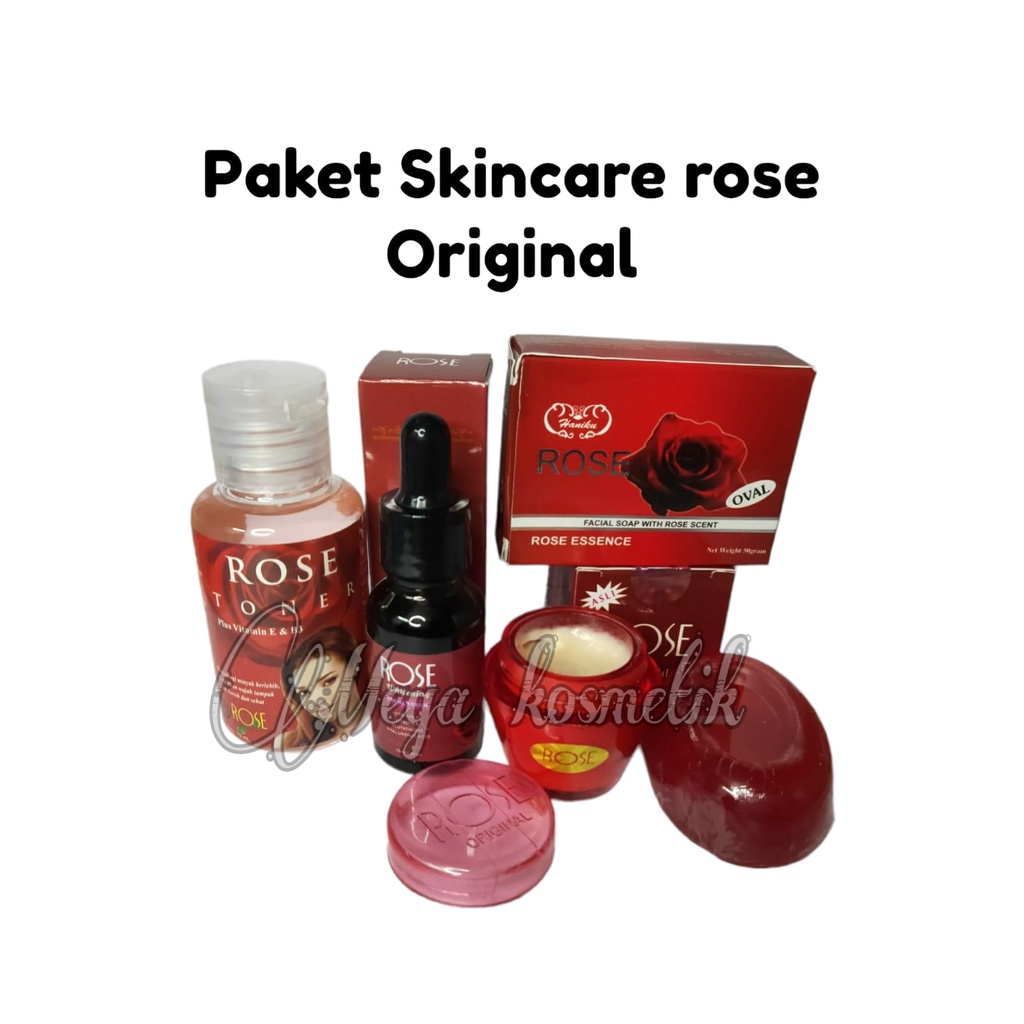 PAKET CREAM ROSE 4IN1 [ CREAM,TONER,SERUM,SABUN ]