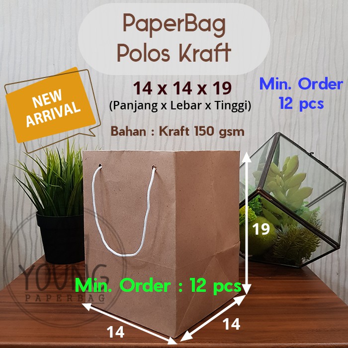 

Paperbag / Tas Kertas / Paper Bag Polos Kraft Kotak 14 x 14 x 19 (1 pcs)