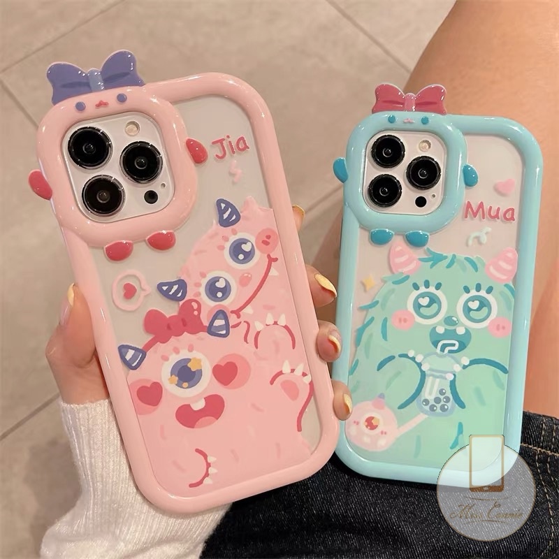 Cute Monster Couple Shockproof Soft TPU Back Cover Untuk Samsung A13 A04s A03 A12 A32 A14 A04 A22 A04E A23 A53 A52 A73 A02s A50 A03s A51 A52s A50s A21s A71 A11 A33 Kotak Lensa Monster