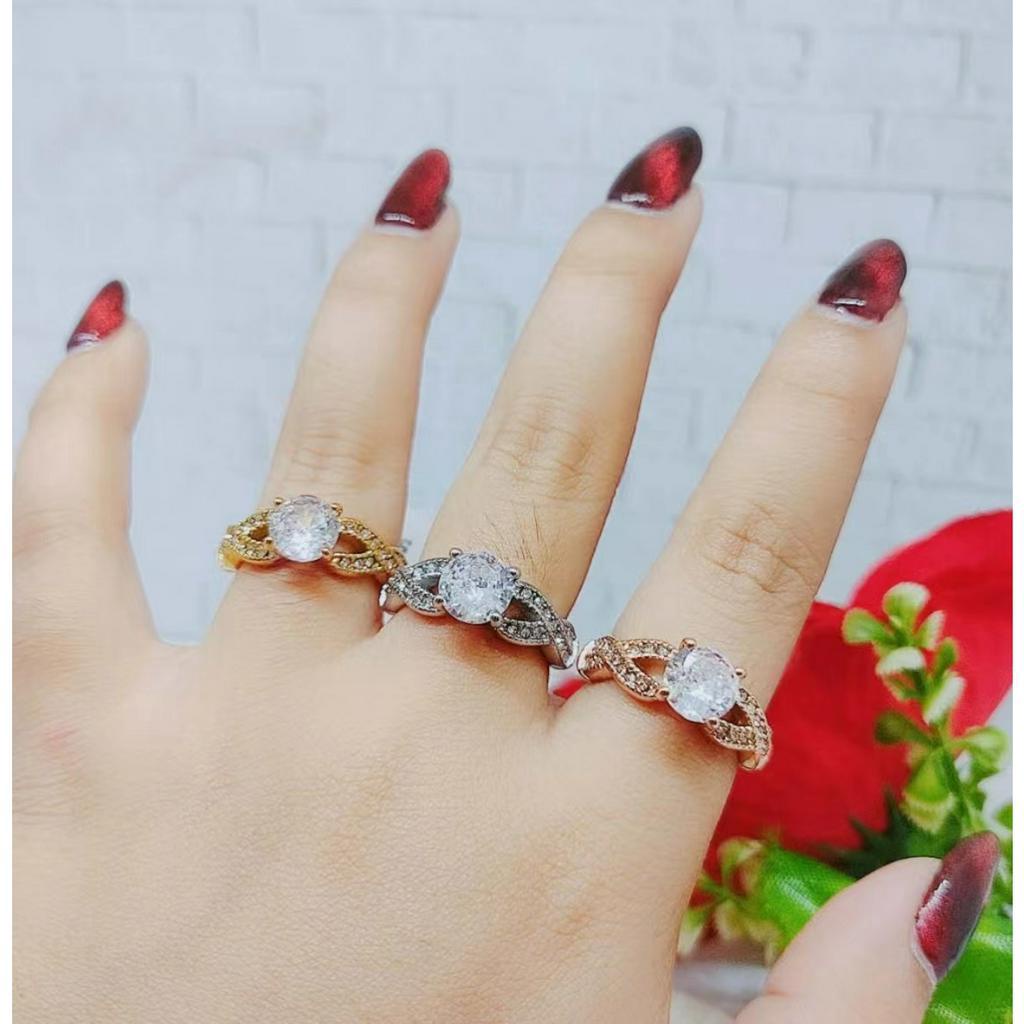 Cincin Titanium Permata Anti Karat Perhiasan Fashion R076/077