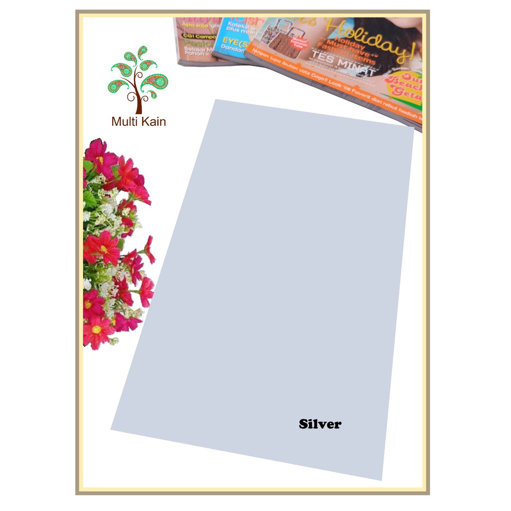 Bahan multi Kain Tile / Tille / Tule Polos Stretch / Spandex Tinggi 1,5 meter Grosir / Meteran-silver