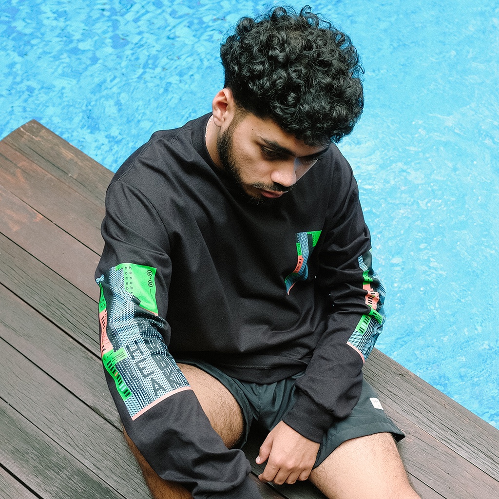 UNKL347 Kaos Lengan Panjang Hitam Sablon Lengan HC KIGT LS