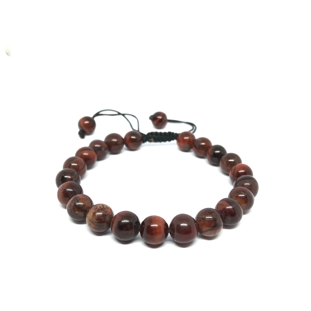 GELANG TANGAN BATU NATURAL RED TIGER EYE DIM 6 &amp; 8MM SHAMBALA