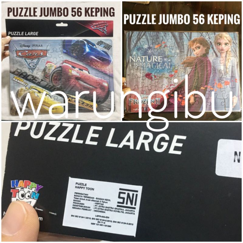 Mainan Anak Puzzle Karton Jigsaw Jumbo 56 Keping Motif Mobil Cars Frozen