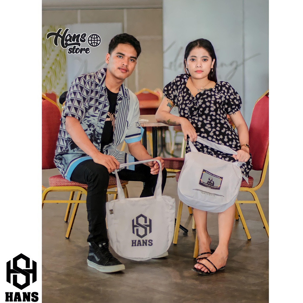 Tote Bag eastetic Kanvas tebal Resleting Tote Bag Premium original HANS