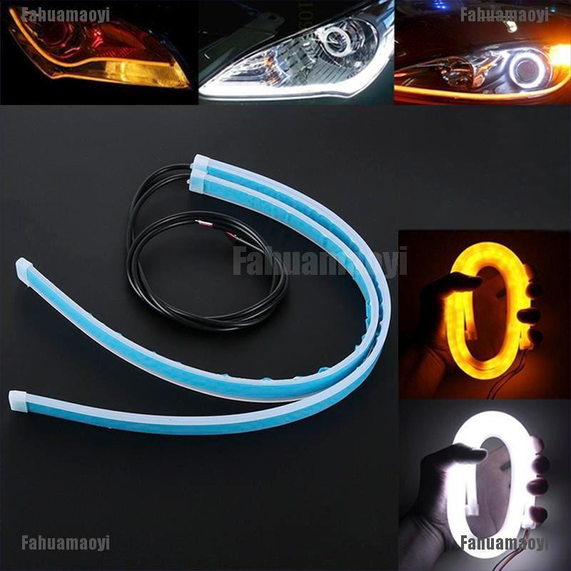 DRL Flexible mobil motor 30 Cm 12V kombinasi lampu belok Turn Signal DRL Running Light Yellow 2 PCS