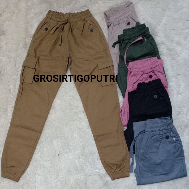 JOGGER KARET CARGO ANAK:9-11 THN//KATUN DRILL