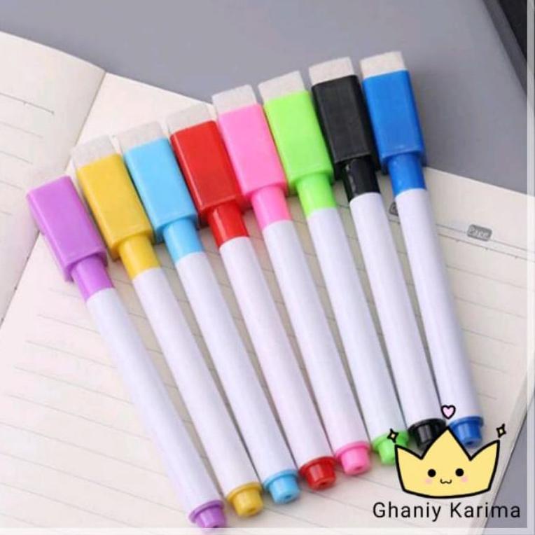 

(I1I1) Ghaniy | 1 Set Isi 8 pcs Spidol Wipe Clean Mini + Penghapus Spidol Grosir Warna Alat Tulis Kantor Murah ATK //Obral@murah