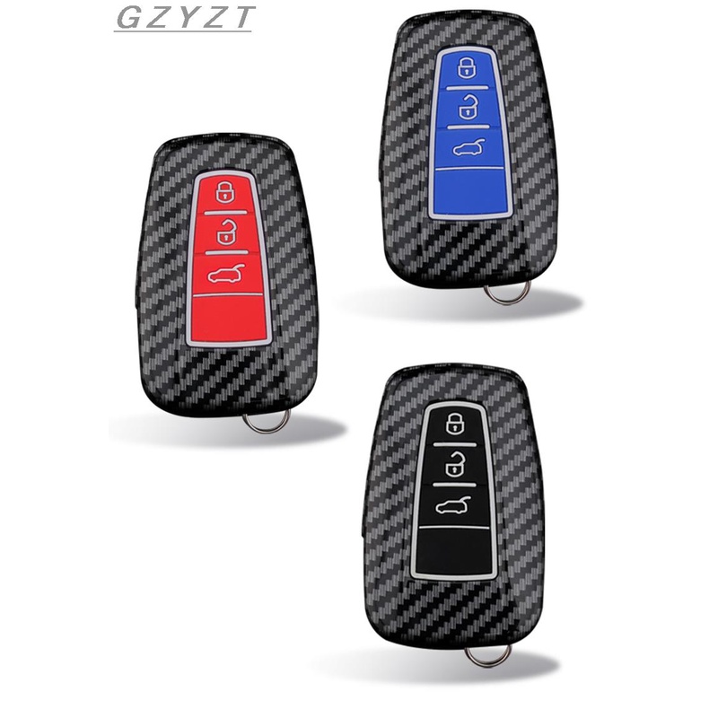 Case Kunci Mobil Bahan ABS Silikon Carbon Fiber Untuk Toyota Camry Corolla C-HR CHR Prado RAV4 Prius 2018 2019 2 / 3 / 4 Tombol