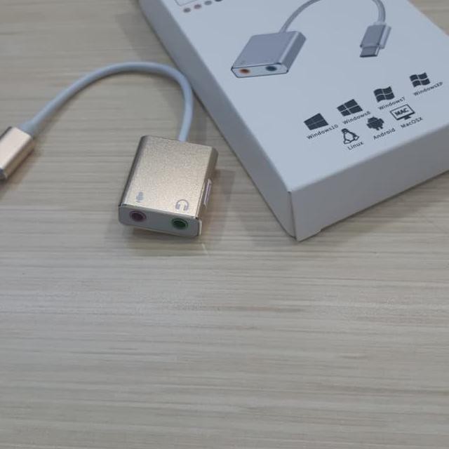 _ FYI Sound Card External USB Type C To Aux Mic Splitter Headphone Microphon ✫