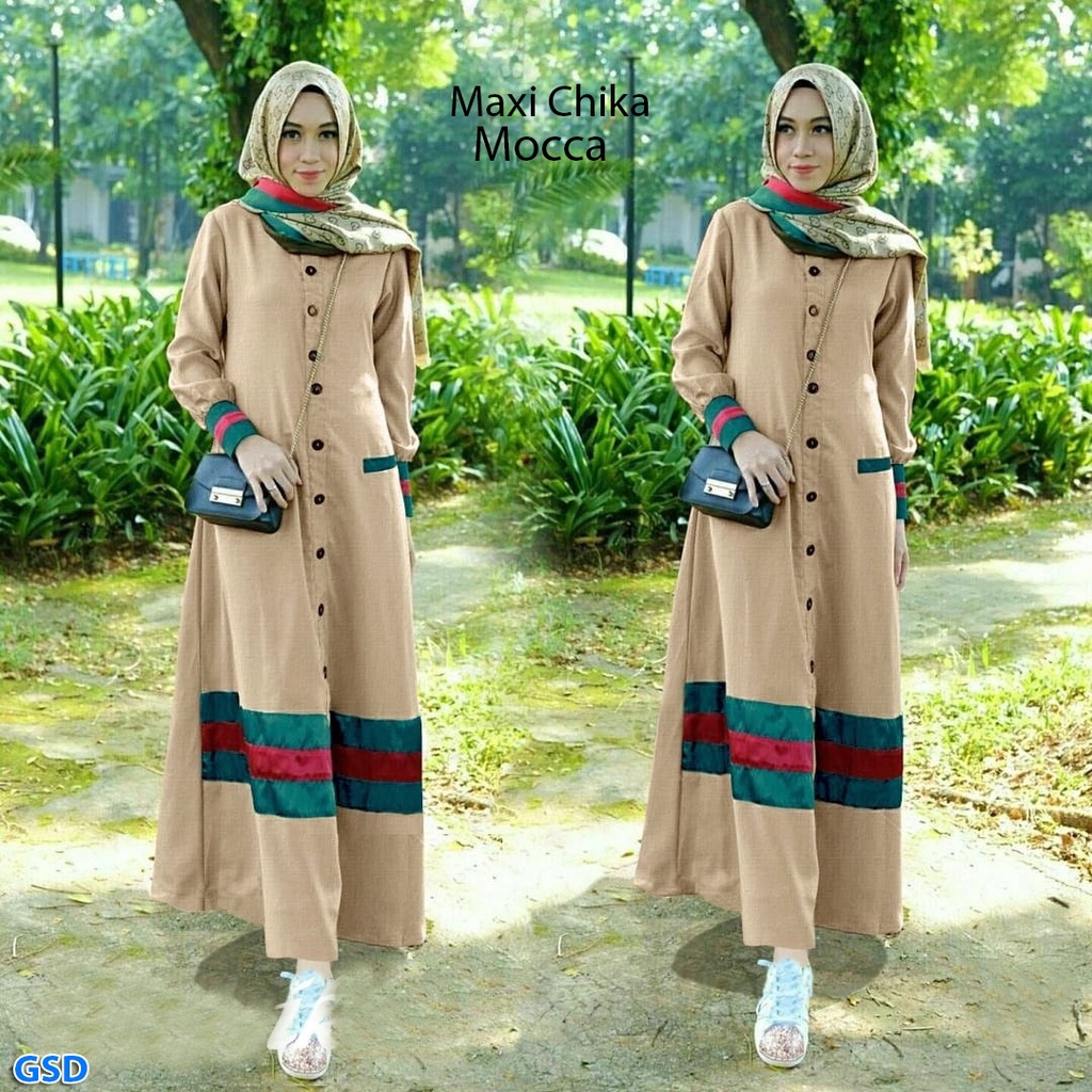 Maxi Chika/Gamis Wanita Kondangan/ Gamis Full Kancing Bumil Busui / Long Dress Muslim Wanita