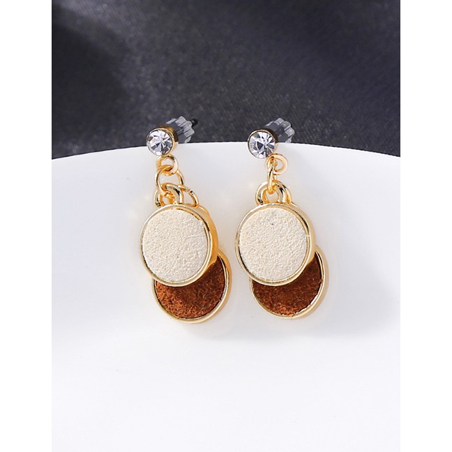 LRC Anting Tusuk Fashion Yellow Two-tone Flannel Ring Studs D59113