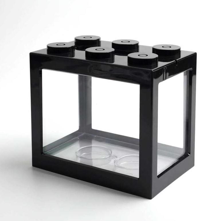 [ART. 986016] LARIS Aquarium Mini Bentuk Lego Terlengkap Lampu LED, Akuarium Ikan Kecil Cupang Murah