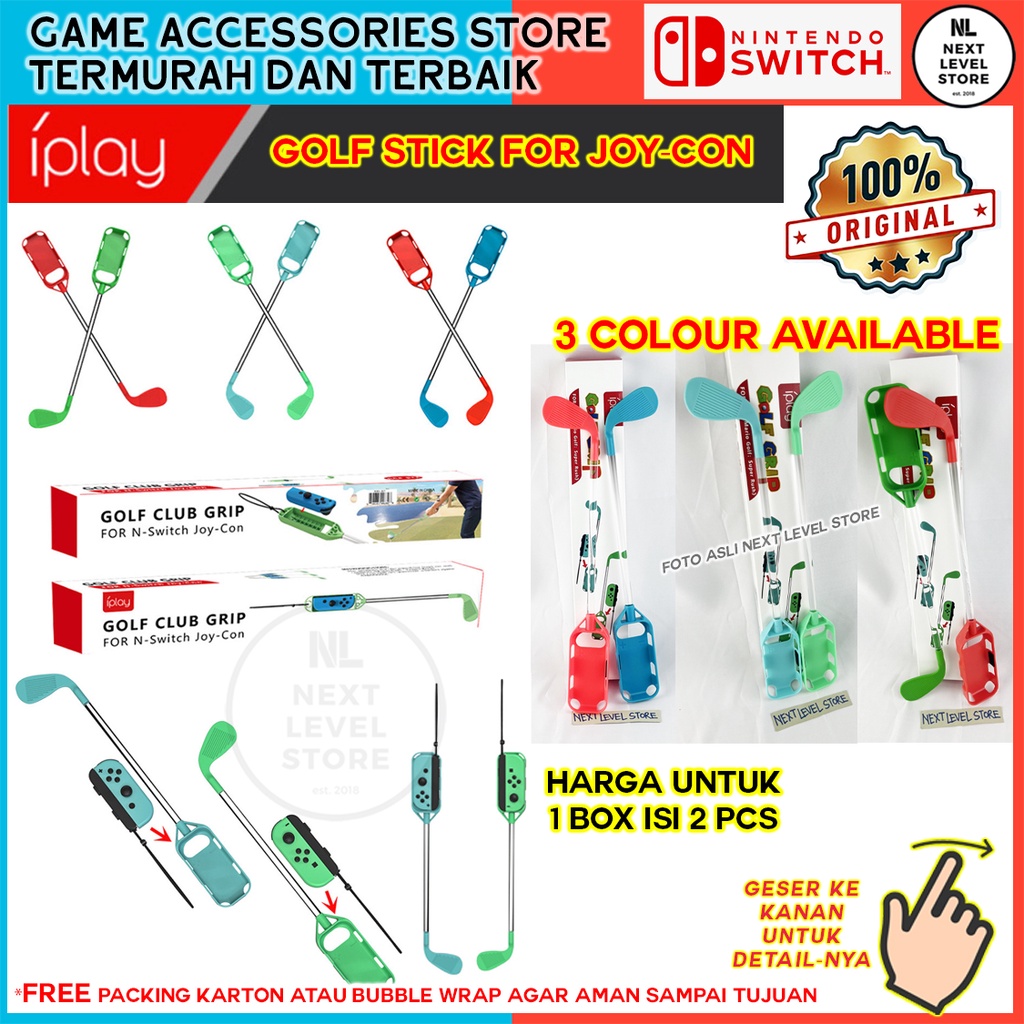 iPlay Golf Grip For JoyCon Joy-Con Mario Golf Nintendo Switch Original - Pilih warna di Variasi