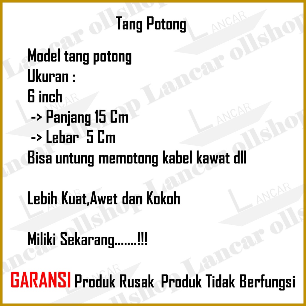 Tang Potong 6 inch | Tang Potong Kawat / Tang Potong Kabel