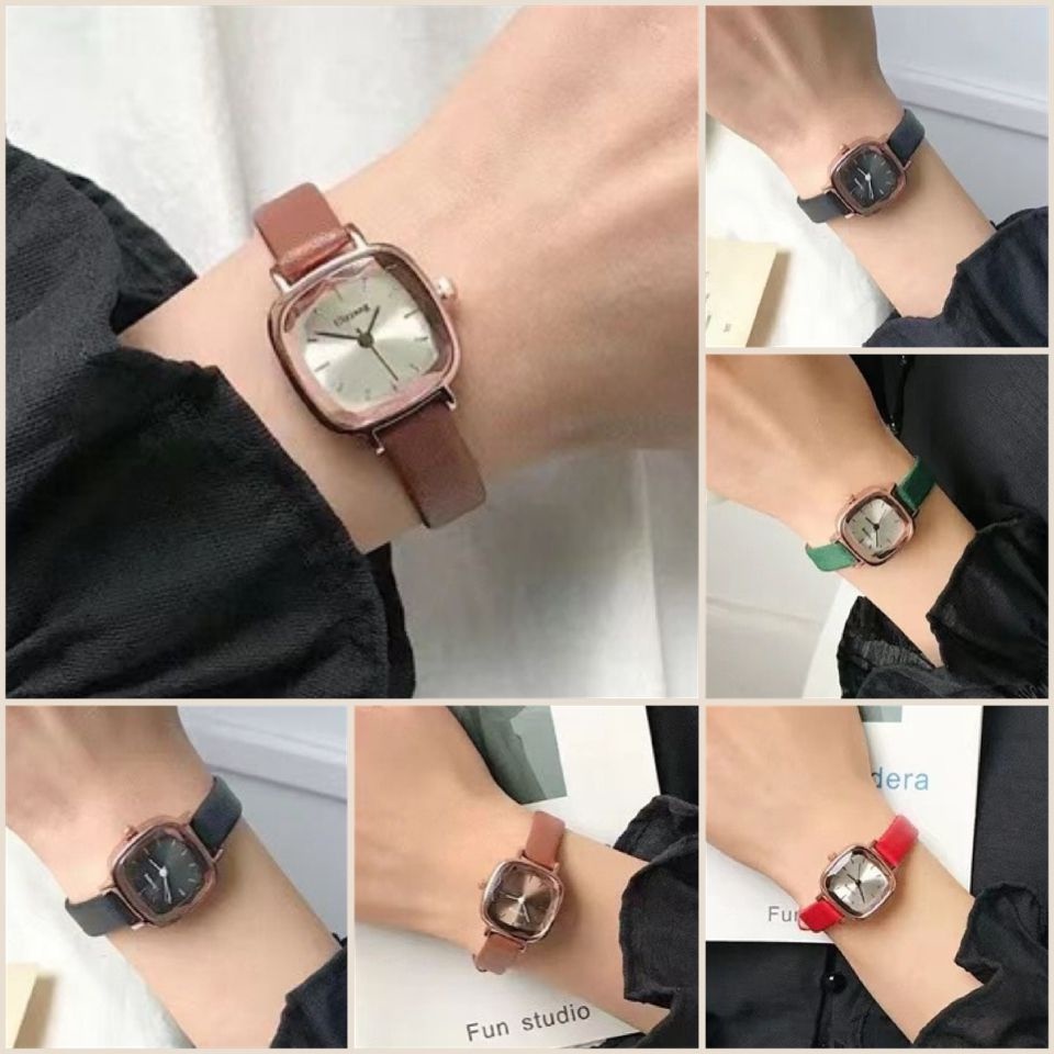 BAJ Jam Tangan Quartz Strap Rubber PU Analog Casual Gaya Retro Wanita Segi Belimbing Watch Korean Fashion Balok RM050