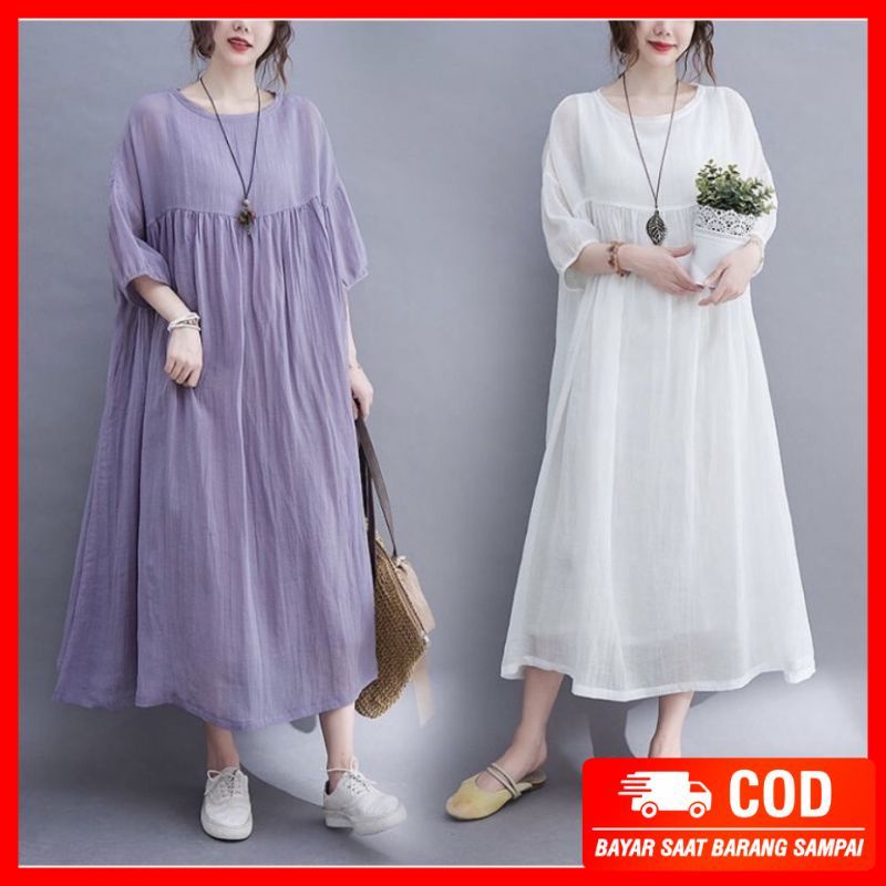 DAVHIA MIDI - WILDA MIDY - GRISELLE MIDI | Dress Midi Crinkle Airflow | Dress Kringkel Wanita Kekinian