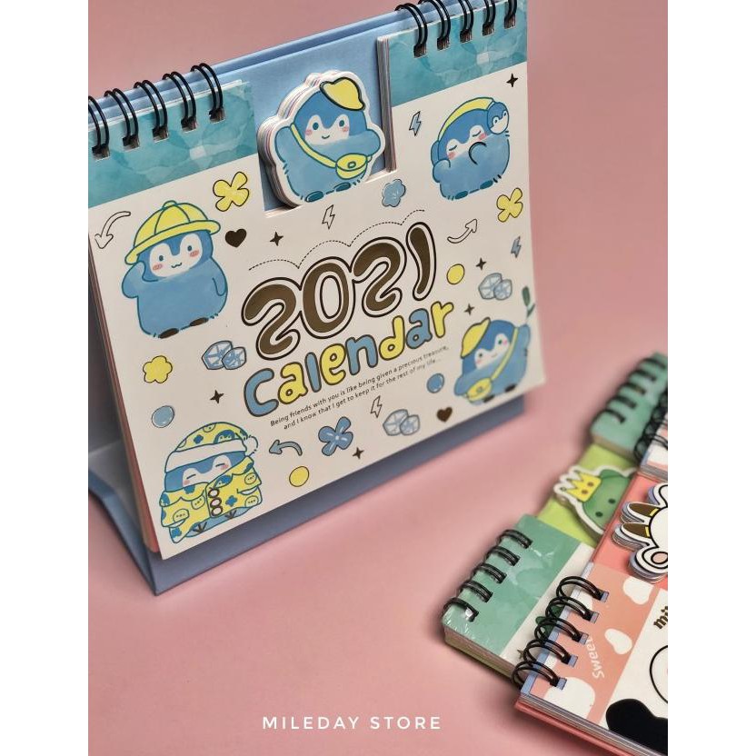 

bgs..>661XR kalender meja lucu 2021 baru - Penguin